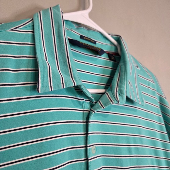 Polo Golf Ralph Lauren Other - Polo Ralph Lauren Golf Shirt Mens Large Teal Striped Stretch Lisle Polo Pocket L